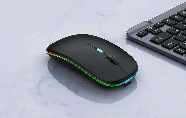 Alt view image 2 of 7 - WISDUM Wireless Bluetooth Mouse,LED Rechargeable Silent Slim Laptop Mouse,Portable(BT5.2/3.0 and USB Receiver) Dual Mode Computer Mouse for Laptop, Tablet, Desktop,Mac.(Black)