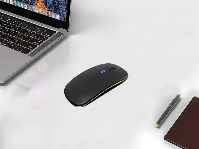 Alt view image 3 of 7 - WISDUM Wireless Bluetooth Mouse,LED Rechargeable Silent Slim Laptop Mouse,Portable(BT5.2/3.0 and USB Receiver) Dual Mode Computer Mouse for Laptop, Tablet, Desktop,Mac.(Black)