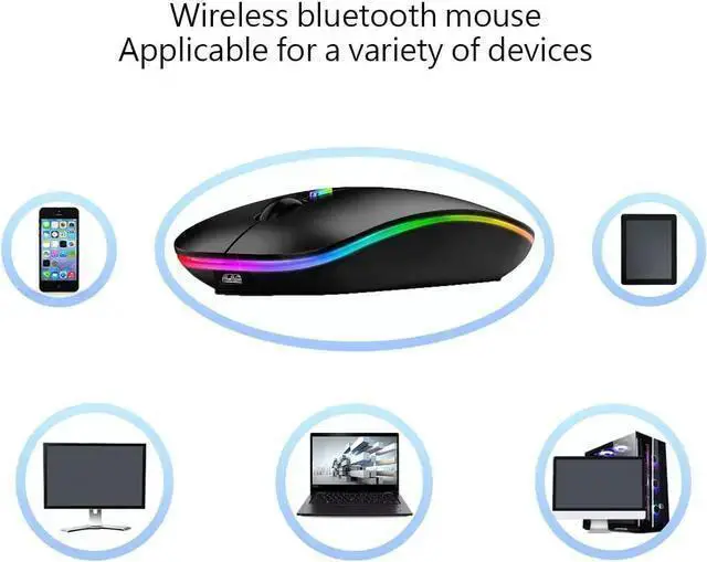 Alt view image 4 of 7 - WISDUM Wireless Bluetooth Mouse,LED Rechargeable Silent Slim Laptop Mouse,Portable(BT5.2/3.0 and USB Receiver) Dual Mode Computer Mouse for Laptop, Tablet, Desktop,Mac.(Black)
