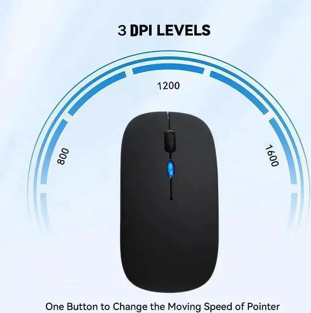 Alt view image 7 of 7 - WISDUM Wireless Bluetooth Mouse,LED Rechargeable Silent Slim Laptop Mouse,Portable(BT5.2/3.0 and USB Receiver) Dual Mode Computer Mouse for Laptop, Tablet, Desktop,Mac.(Black)