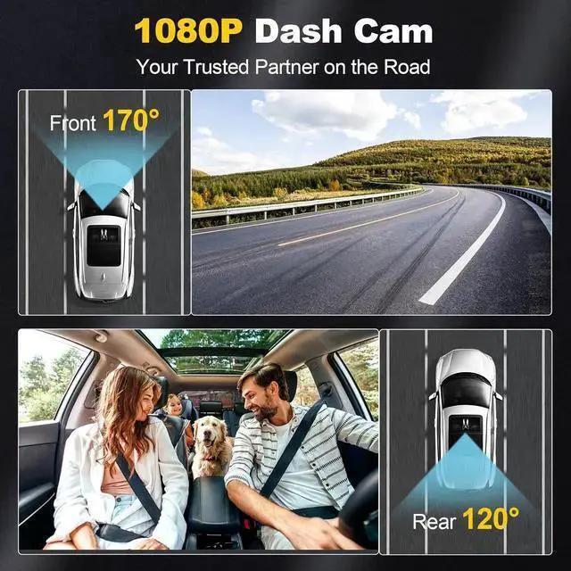 Alt view image 5 of 7 - WISDUM Dash Camera, 4K/1080p Dash Cam Front Rear Built-in WiFi, with 64GB SD Card, Full HD 2.0 IPS Screen Dash Camera for Cars with App Control, G-Sensor, Loop Recording, Parking Mode