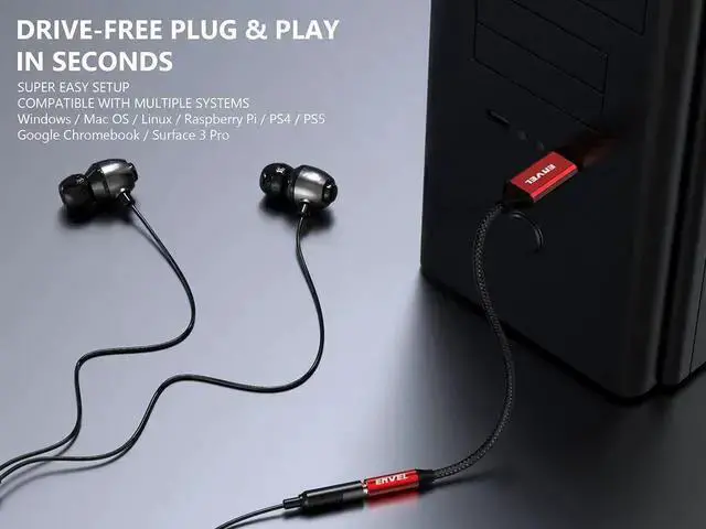 Alt view image 7 of 7 - WISDUM ENVEL Headset Adapter 3.5mm Female to USB Male, Built-in Chip External Stereo Sound Card,TRRS 4-Pole Mic-Supported USB to Headphone Adapter for PS4 Laptop PC and More (Senior Red)
