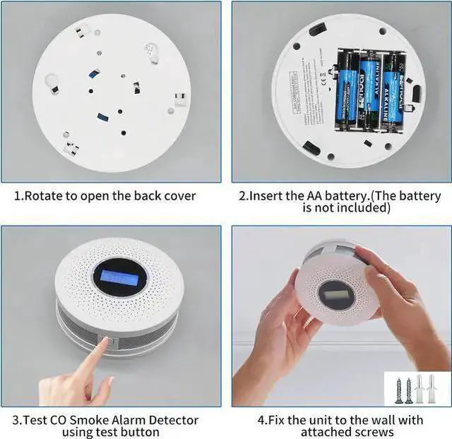 Alt view image 5 of 7 - WISDUM Smoke and Carbon Monoxide Detector 2-in-1 CO Smoke Alarm Detector with LCD Display and Sound Light Alarm for Home Garage Office RV