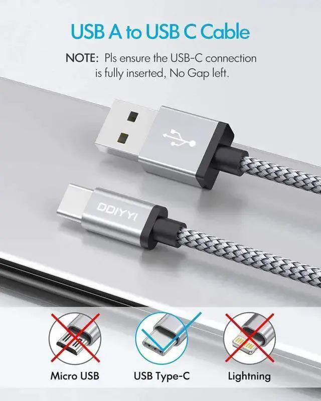 Alt view image 6 of 6 - WISDUM Long USB C Cable 10 ft 3-Pack USB to USB C Cable 10ft Fast Charging USBA to USBC Charger 10 ft Cord Braided for 16e 16/16 Plus/16 Pro/16 Pro Max/ 15 Series