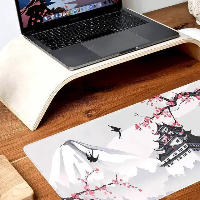 Alt view image 6 of 7 - WISDUM Japanese Blossom White Gaming Mouse Pad XXL Large Gaming Laptop Anime Mouse Pad Sakura Big Desk Pads Extended PC Keyboard Waterproof and Non-Slip 31.5x11.8inches Mices Pad Japan
