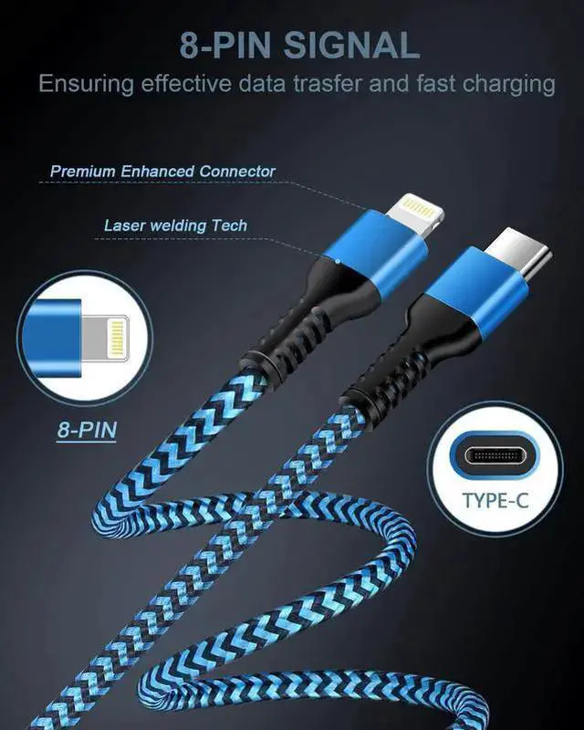 Alt view image 3 of 6 - WISDUM 2pack-10ft USB Type C to Lightning Charger Cable Original Usbc Power Delivery Fast Charging Cord for 14 13 Pro Max/13Pro/12/11/X/XR/XS/8 PD USB-C Lighting Wire Cargador Powerline