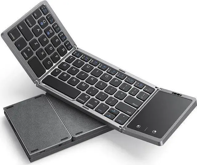Main image of WISDUM Foldable Bluetooth Keyboard for Travel Tri-Folding Wireless Portable Keyboard with Touchpad Rechargeable Multi-Device Small Keyboard for Laptop Tablet PC Smartphone Windows iOS Android