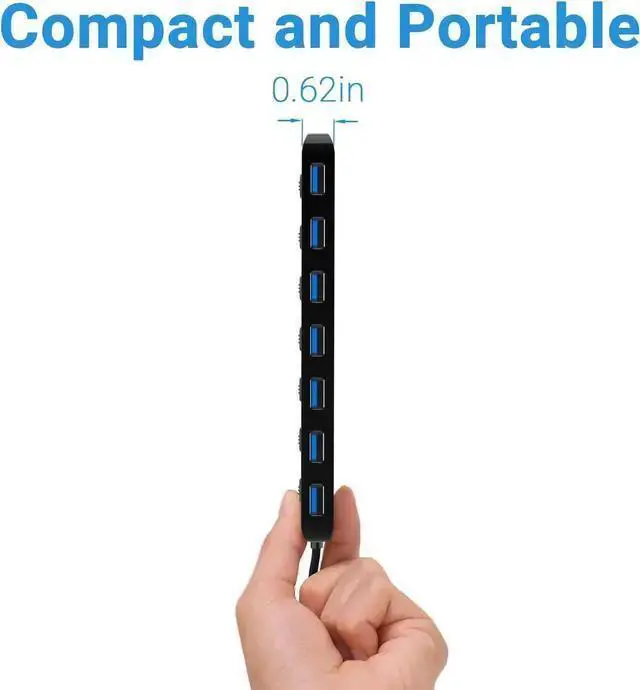 Alt view image 6 of 7 - WISDUM atolla 7-Port USB 3.0 Hub Splitter, USB Extender Ultra Slim Data USB Hub with Individual Power Switch and LEDs