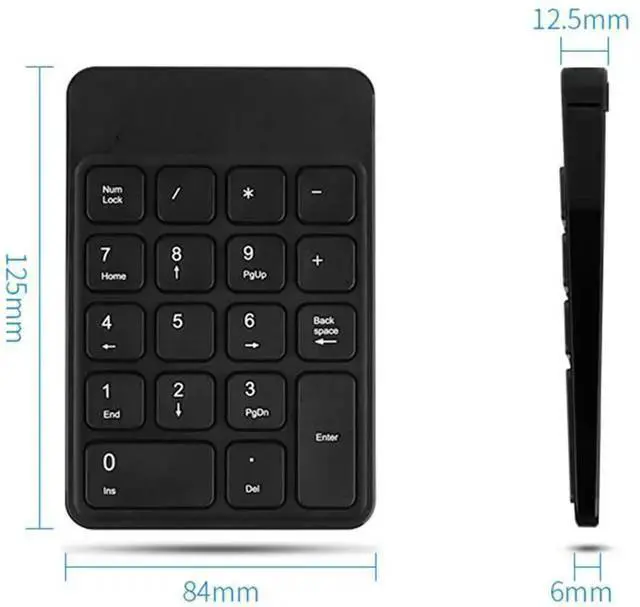 Alt view image 2 of 5 - WISDUM CHAYA Wireless Numeric Keypad-Mini 18 Keys Portable Slim Number Pad Computer Accessories Compatible with IP,Android,MAC,Windows for Laptop and Tablet(Black)