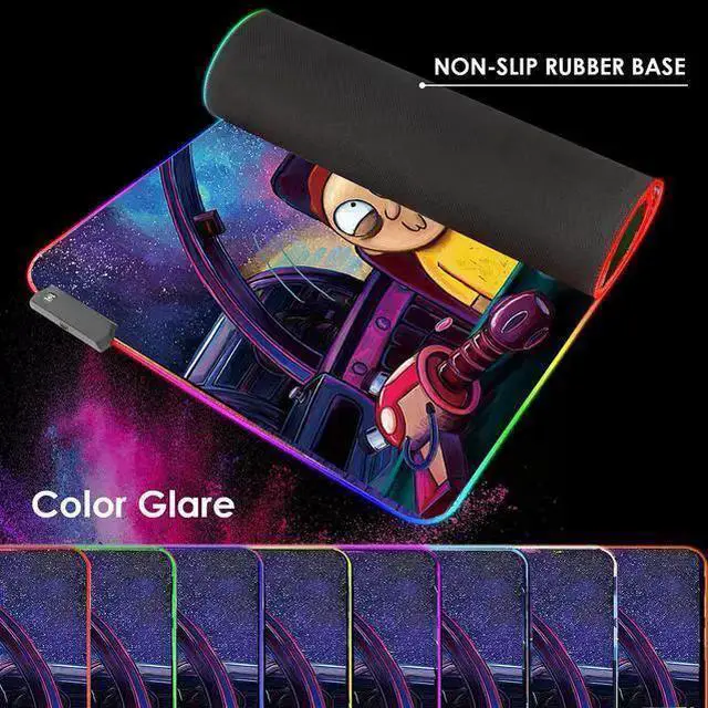 Alt view image 5 of 6 - WISDUM RGB Mouse Pad LED Light Gaming Mouse Pad with Rubber Base Colorful Computer Carpet Desk Mat for PC Laptop (35.4 * 15.7 inch) (90x40rgfeidie)