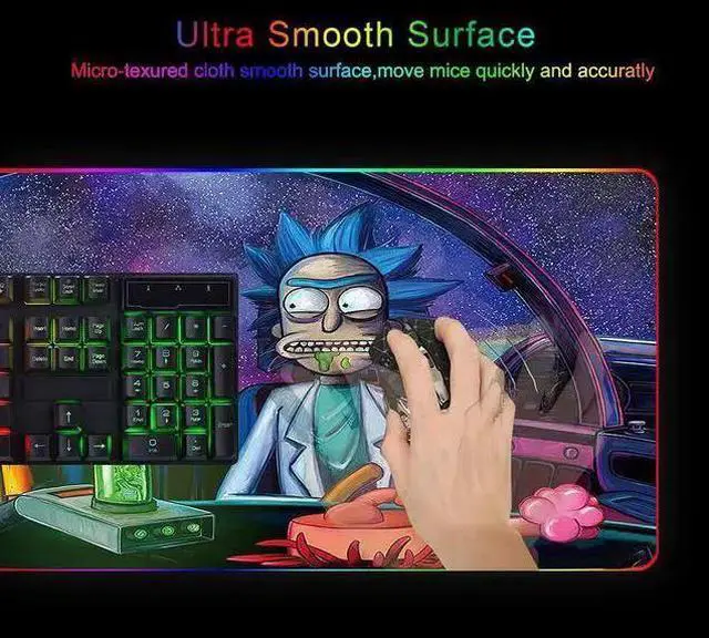 Alt view image 4 of 6 - WISDUM RGB Mouse Pad LED Light Gaming Mouse Pad with Rubber Base Colorful Computer Carpet Desk Mat for PC Laptop (35.4 * 15.7 inch) (90x40rgfeidie)
