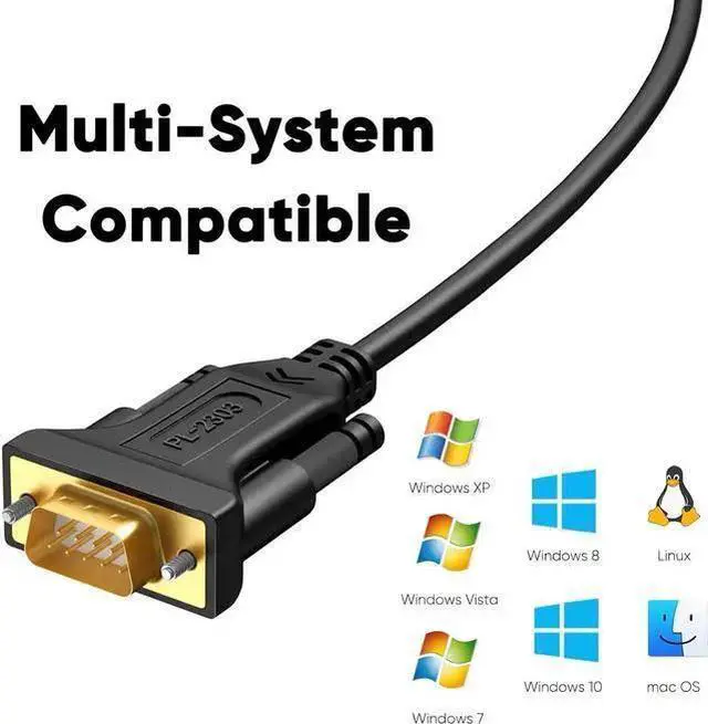 Alt view image 4 of 7 - WISDUM USB to RS232 Adapter with PL2303 Chip (3-Pack), 3 Feet Gold Plated DB9 Male Serial Converter Cable for Windows 11,10, 8.1, 8,7, Linux, macOS, Black