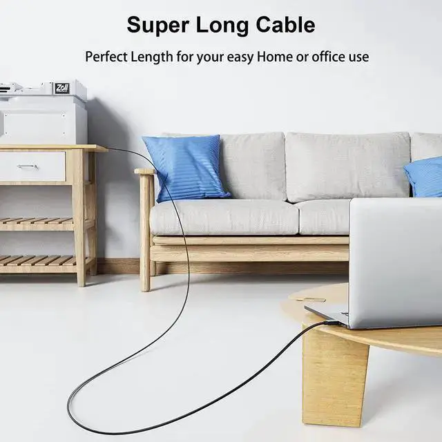Alt view image 7 of 7 - WISDUM Printer Cable 25 ft USB Printer Cable Cord Type A-Male to B-Male Printer USB Cable for Printer/Scanner-Gold-Plated