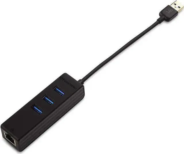 Alt view image 2 of 7 - WISDUM 4-in-1 USB Hub with Ethernet, Support Gigabit Ethernet (USB 3.0 Hub Ethernet, USB to Ethernet Adapter, Gigabit Ethernet USB Hub, USB Ethernet Hub) with 10/100/1000Mbps Network in Black
