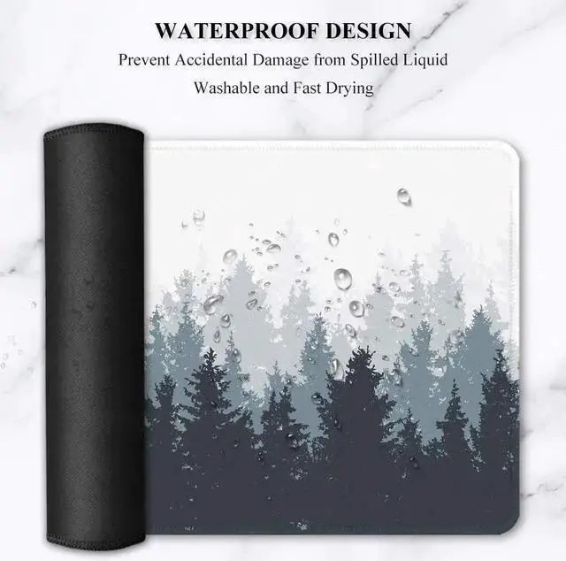 Alt view image 6 of 7 - WISDUM Large Mouse Pad Full Desk XXL Extended Gaming Mouse Pad 35 X 15 Waterproof Desk Mat with Stitched Edge Non-Slip Laptop Computer Keyboard Mousepad for Office & Home Misty Forest Design