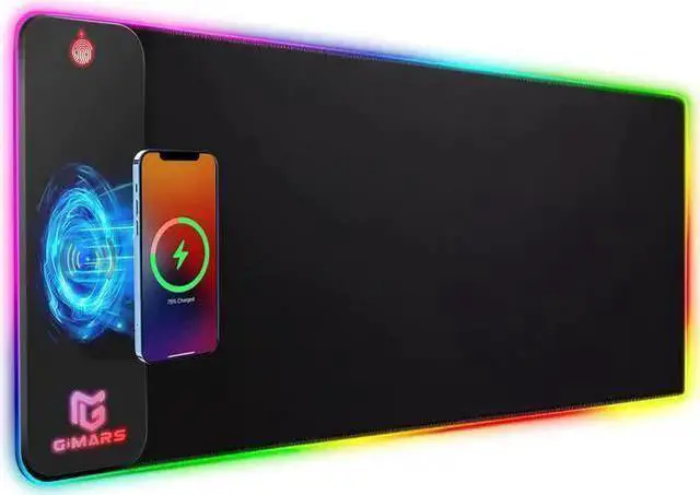 Main image of WISDUM RGB Mouse Pad with Wireless Charging, Extened Large Gaming Mouse Pad with 10W Fast Charging, 10 Colors LED Light , Premium Smooth Surface, Non Slip Mouse Mat for Gaming ,Desks, PC,Office
