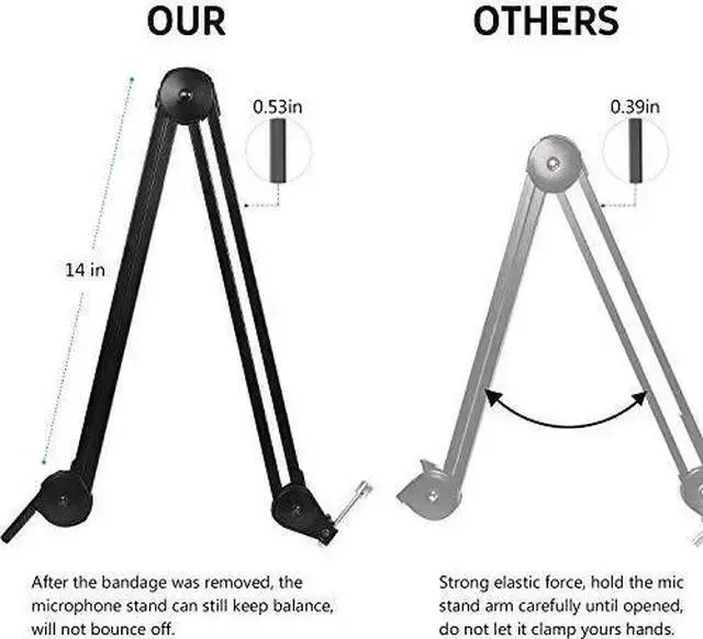 Alt view image 2 of 7 - WISDUM Microphone Stand Sturdy Swivel Mount Studio Suspension Mic Clip Adjustable Boom Studio Scissor Arm Spring Builtin Stand for Blue Yeti Snowball Microphone and Blue Yeti Nano
