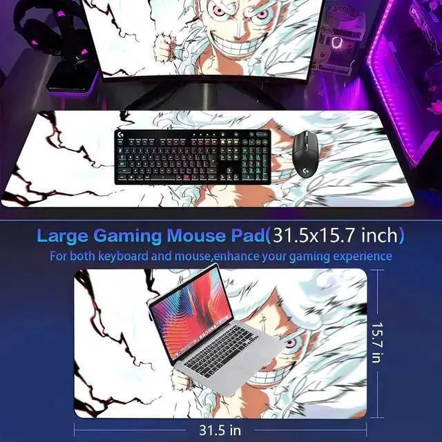 Alt view image 6 of 7 - WISDUM Anime Mouse Pad Luffygear 5 Extended Gaming Desk Pad with Stitched Edges Large Mouse Mat with Non-Slip Rubber Base for Work & Gaming Office & Home 31.5x15.7 inch