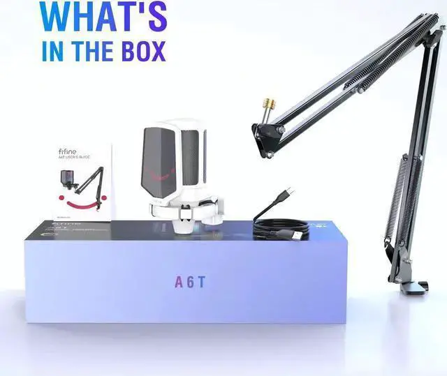 Alt view image 6 of 6 - WISDUM Streaming Gaming USB Microphone Kit, PC Condenser RGB Mic on PS4/PS5, Plug and Play for Music Recording, Online Game, Discord, Twitch, with Pop Filter, Shock Mount-A6T White
