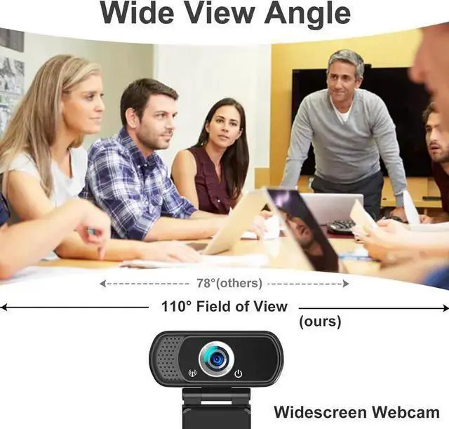 Alt view image 6 of 7 - WISDUM Webcam 1080p, Webcam with Microphone, USB Web Camera 110°Wide View, Plug and Play Computer Camera, Laptop Desktop Webcam for Conferencing Recording,Webcam Tripod and Privacy Cover Include