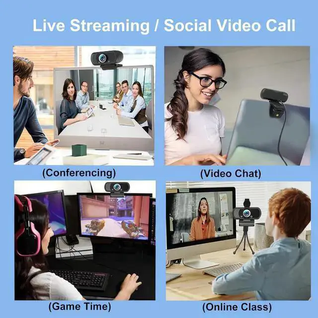 Alt view image 7 of 7 - WISDUM Webcam 1080p, Webcam with Microphone, USB Web Camera 110°Wide View, Plug and Play Computer Camera, Laptop Desktop Webcam for Conferencing Recording,Webcam Tripod and Privacy Cover Include