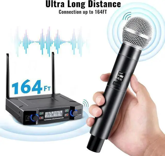 Alt view image 3 of 7 - WISDUM Wireless Microphone for Handheld Wireless Mic System Professional Cordless Microphone for Singing Meeting Church Wedding Party
