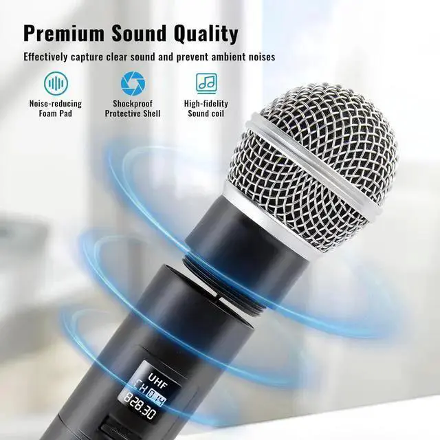 Alt view image 4 of 7 - WISDUM Wireless Microphone for Handheld Wireless Mic System Professional Cordless Microphone for Singing Meeting Church Wedding Party