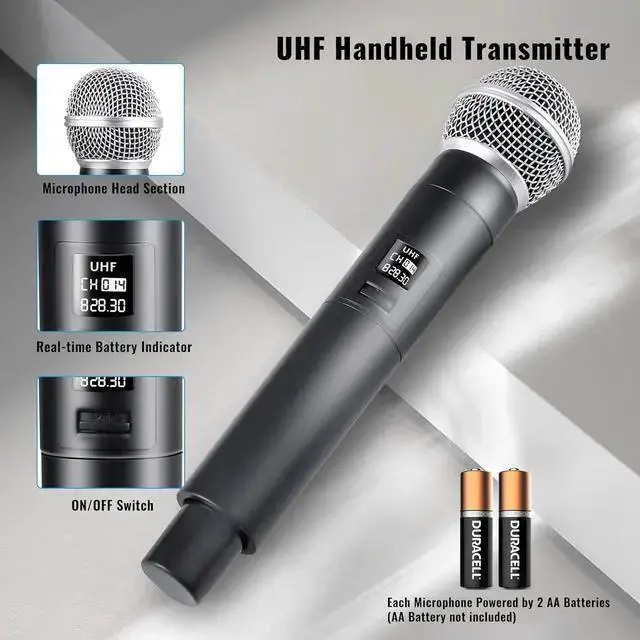 Alt view image 5 of 7 - WISDUM Wireless Microphone for Handheld Wireless Mic System Professional Cordless Microphone for Singing Meeting Church Wedding Party