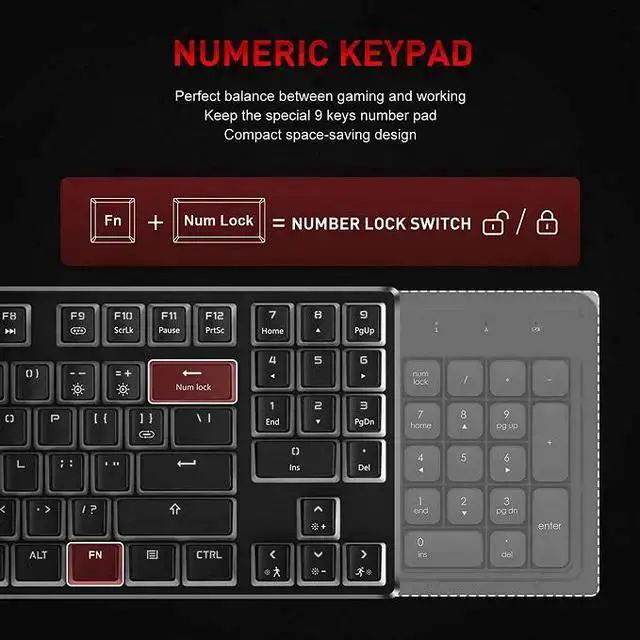 Alt view image 2 of 5 - WISDUM Havit Mechanical Gaming Keyboard with PBT Pudding Keycaps, 89 Keys RGB Backlit Wired USB Computer Keyboards with Blue Switches & Surround Lighting for Desktop PC Gamer