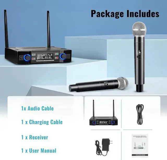 Alt view image 6 of 7 - WISDUM Wireless Microphone for Handheld Wireless Mic System Professional Cordless Microphone for Singing Meeting Church Wedding Party