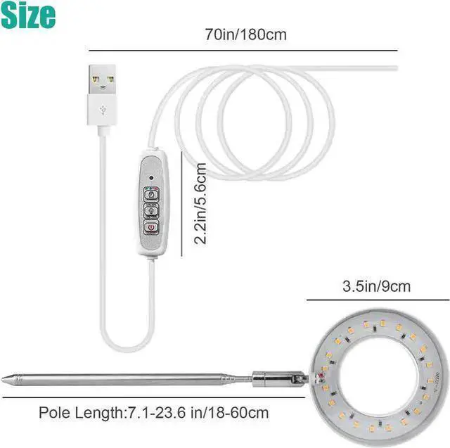 Alt view image 6 of 7 - WISDUM Grow Lights for Indoor Plants - LED Full Spectrum Plant Light, Height Adjustable Grow Light with 4 Dimmable Brightness, 4/8/12H On/Off Timer, Splashproof Halo Plant Lamp for Small Plants