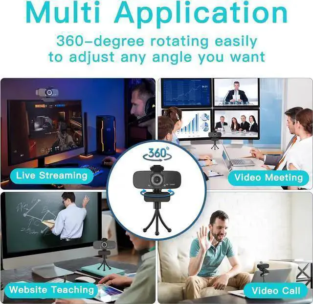 Alt view image 5 of 7 - WISDUM 1080P HD Webcam with Microphone for Desktop, USB Computer Camera with Web Cam Cover&Web Camera Stand, 110-degree Wide Angle Streaming Webcam for PC Zoom/Video Calling/Gaming/Laptop/Conferencing