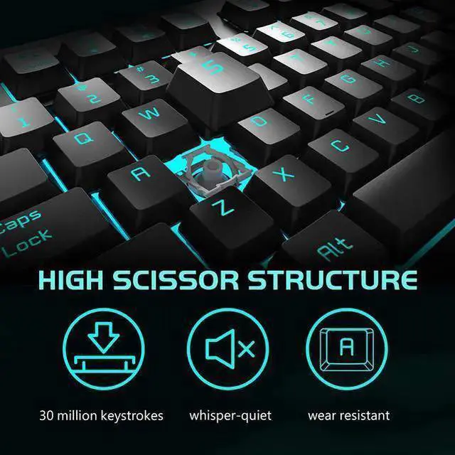 Main image of WISDUM Light Up Quiet Gaming Keyboard - Membrane Silent Wired Keyboard with Low Profile Lighted Key for Computer, Windows PC Gamer - Full Size, Black