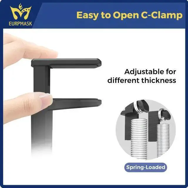 Alt view image 2 of 7 - WISDUM PC Gaming Headphone Stand,Dual Headset Hanger Hook Holder with Adjustable & Rotating Arm Clamp,Under Desk Design,Universal Fit,Built in Cable Clip Organizer EURPMASK