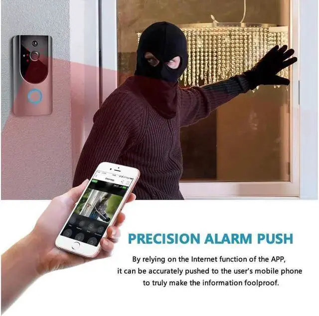 Alt view image 4 of 6 - WISDUM Smart Wireless Video Doorbell Camera WiFi with Motion Detector, Doorbell Security Camera, 2.4GHz WiFi, Free Cloud Storage, Night Vision, Two-Way Audio, Real-time Video, for iOS & Android
