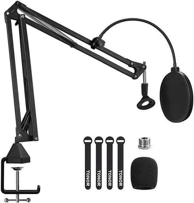 Main image of WISDUM Microphone Arm Stand Adjustable Suspension Boom Scissor Mic Stand with Pop Filter 38quot to 58quot Adapter Mic Clip Upgraded Heavy Duty Clamp for Blue Yeti Nano Snowball Ice and Other MicsT20