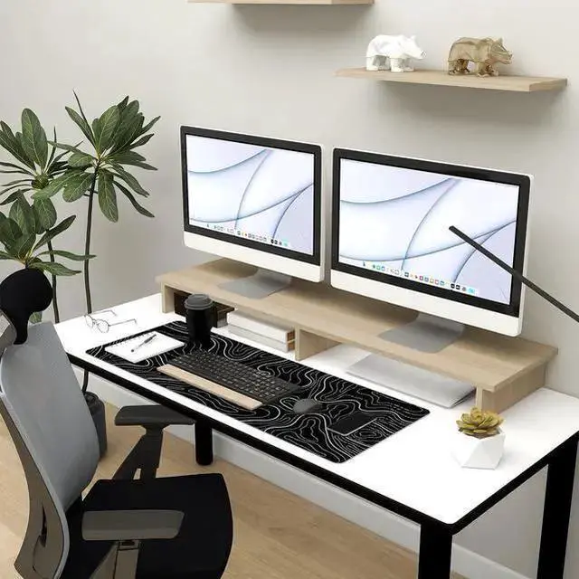Alt view image 4 of 7 - WISDUM Large Mouse Pad Gaming with Stitched Edges,Topographic Map Gaming Mousepad, Extended XL Desk Mat with Anti-Slip Base, Cool Minimalist Desk Pad for Keyboard and Mouse, 31.5 x 11.8 in, Black