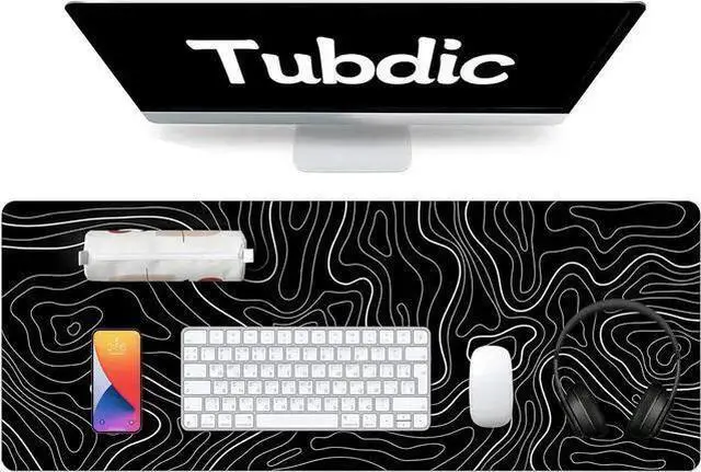 Alt view image 5 of 7 - WISDUM Large Mouse Pad Gaming with Stitched Edges,Topographic Map Gaming Mousepad, Extended XL Desk Mat with Anti-Slip Base, Cool Minimalist Desk Pad for Keyboard and Mouse, 31.5 x 11.8 in, Black