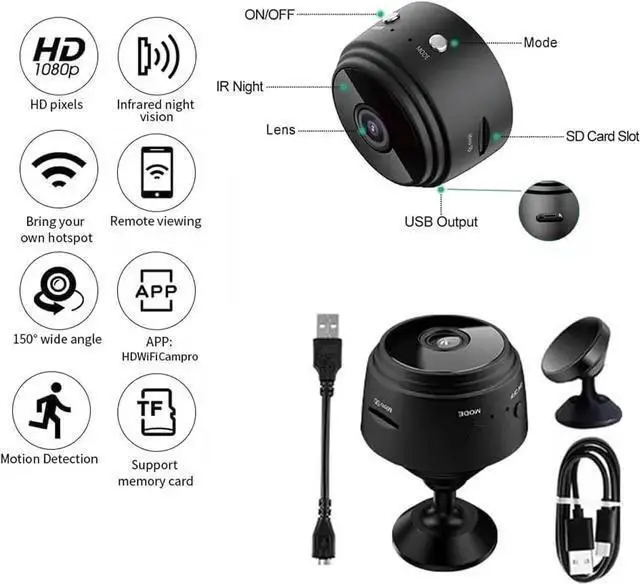 Alt view image 4 of 7 - WISDUM Mini Magnetic Mini Security Camera,2024 New Mini Security Camera Outdoor,Mini 1080p Hd Wireless Magnetic Security Camera,Miniguard Security Camera,Mini Camera