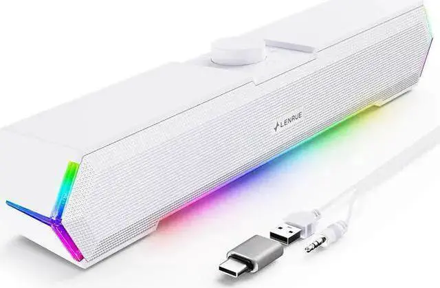 Main image of WISDUM LENRUE G11 Computer Speakers for Desktop, Touch Lights PC Speakers with Surge Clear Sound, USB C/USB Powered for Computer Desktop PC Laptop Monitor (White)