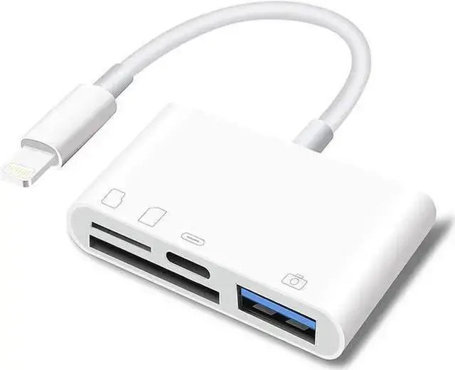 Main image of WISDUM SD Card Reader for Lightning to 4 in 1 USB Camera Adapter Compatible Female OTG Micro SD TF Memory Card Reader for with Charging Port