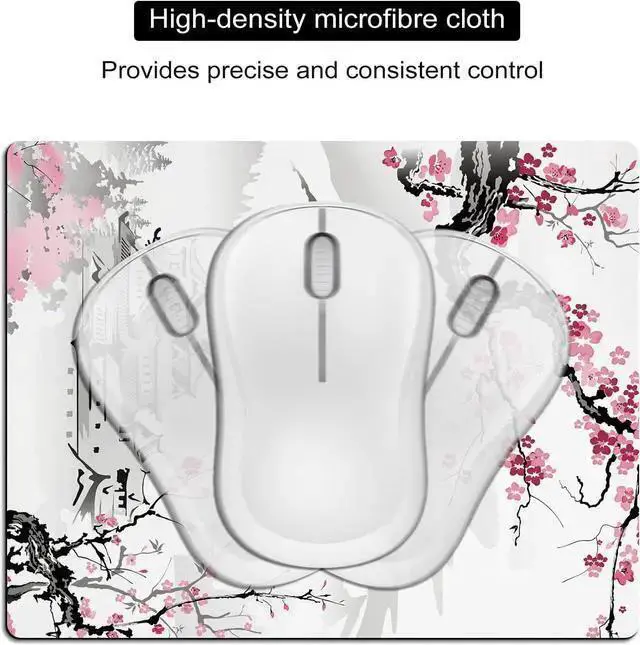 Alt view image 6 of 7 - WISDUM Small Mouse Pad Cute Mini Mouse Pads for Wireless Mouse and Laptop Travel Mousepads with Designs - Japanese Blossom/Sakura Portable Mousepad with Non-slip Rubber Base - 5.5 x 7 Inch