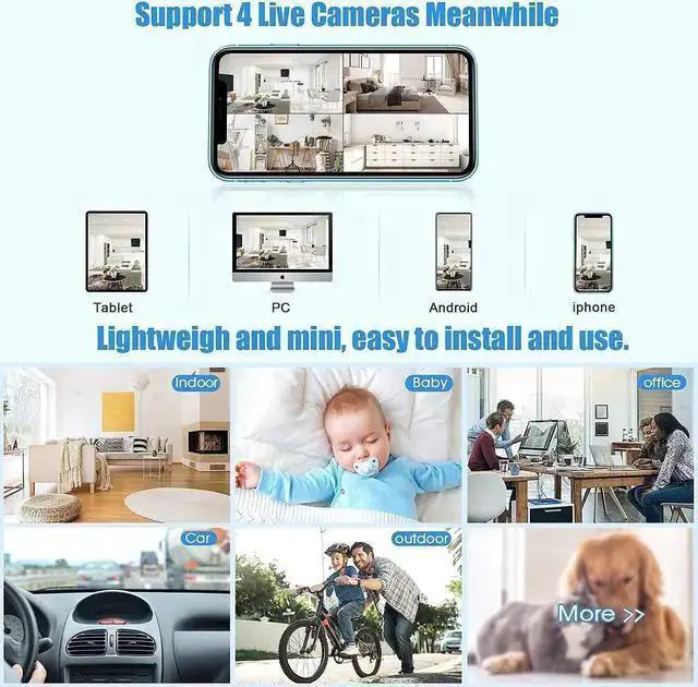 Alt view image 3 of 7 - WISDUM Mini WiFi Hidden Cameras with Audio and Video Live Feed,with Cell Phone App Wireless Recording -1080P HD Nanny Cams with Night Vision.Tiny Cameras for Indoor/Outdoor Using