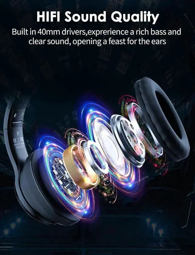 Alt view image 3 of 5 - WISDUM ONITOON Cat Ear Bluetooth Headphones with Micphone for Kids and Adults, LED Light Up Wireless HI-FI Sound Quality, Over-Ear Headphones with Volume Control for //Laptop/PC(55H Play Time)