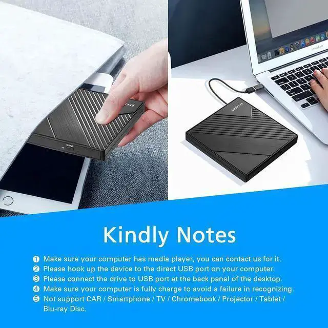 Alt view image 5 of 6 - WISDUM External DVD Drive USB 3.0 USB C CD Burner CD/DVD +/-RW Optical Drive Slim Portable DVD CD ROM Rewriter Writer Duplicator for Laptop Desktop PC Windows 10/8/7 Mac Linux OS