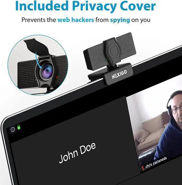 Alt view image 3 of 7 - WISDUM NexiGo N60 1080P Webcam with Microphone, Adjustable FOV, Zoom, Software Control & Privacy Cover, USB HD Computer Web Camera, Plug and Play, for Zoom/Skype/Teams, Conferencing and Video Calling