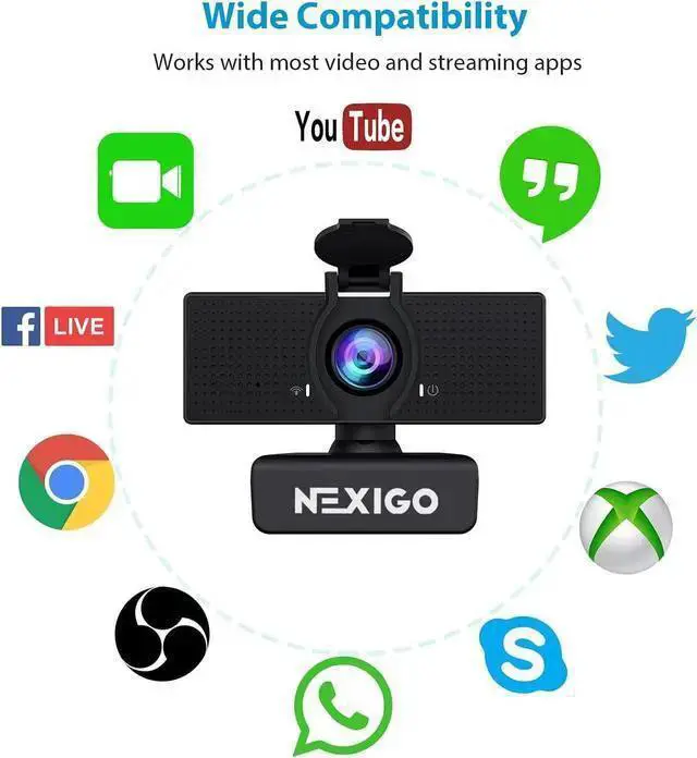 Alt view image 7 of 7 - WISDUM NexiGo N60 1080P Webcam with Microphone, Adjustable FOV, Zoom, Software Control & Privacy Cover, USB HD Computer Web Camera, Plug and Play, for Zoom/Skype/Teams, Conferencing and Video Calling