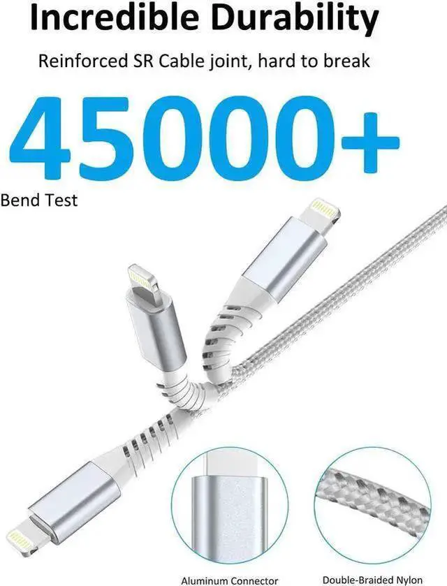 Alt view image 2 of 7 - WISDUM Short USB C to Lightning Cable6 inch 3 PackBraided Type C to Lightning Cable PD Fast Charging 0.5 Foot USBC to Lightning Cable for 14 13 12 Pro Max Mini 10 8 Plus XR XS SE AirPods