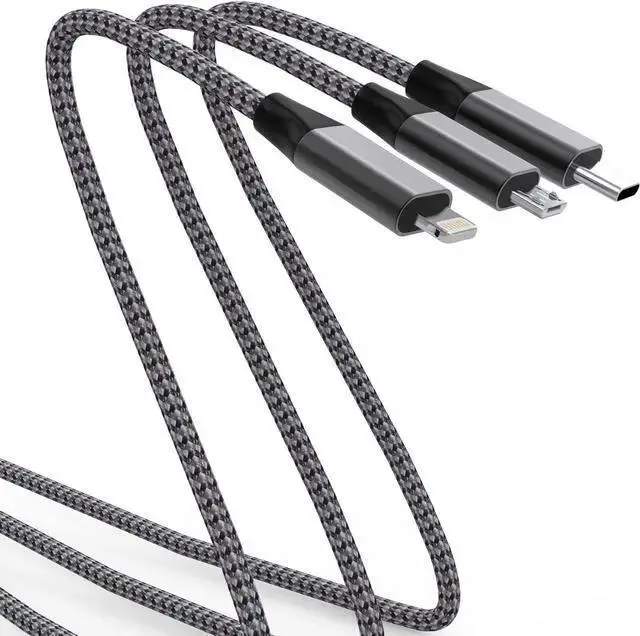 Alt view image 6 of 7 - WISDUM Multi Charging Cable(2Pack 4FT) Lightning Charger Cable Nylon Braided Multiple USB Cable Universal 3 in 1 Charging Cord with Type-C Micro USB Port Connectors for Cell Phones and More