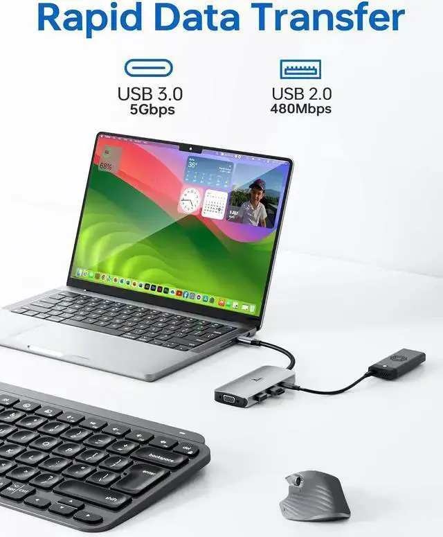 Alt view image 6 of 7 - WISDUM USB C Docking Station Dual HDMI Adapter, LIONWEI Laptop Docking Station Dual Monitor with Dual 4K HDMI, VGA, Fast Charging Port, 3 USB, USB C Hub Multiport Adapter for , , , Surface